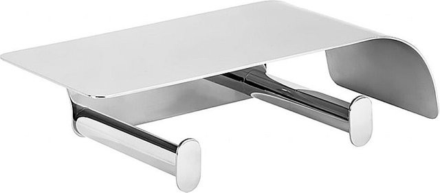 Brillantbad BORGANIC Papierrollenhalter Doppelarm mit Ablage aus Edelstahl poliert, Farbe: Silber oder Schwarz, B/H/T: 28,0 x 11,5 x 7,5 cm - Bild 1
