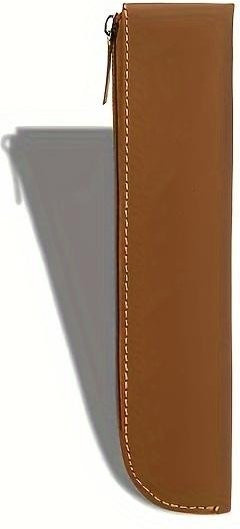 Vielseitige Federtasche aus Kunstleder mit Reißverschluss als Schreibtisch-Organizer in Beige und Braun - Bild 1