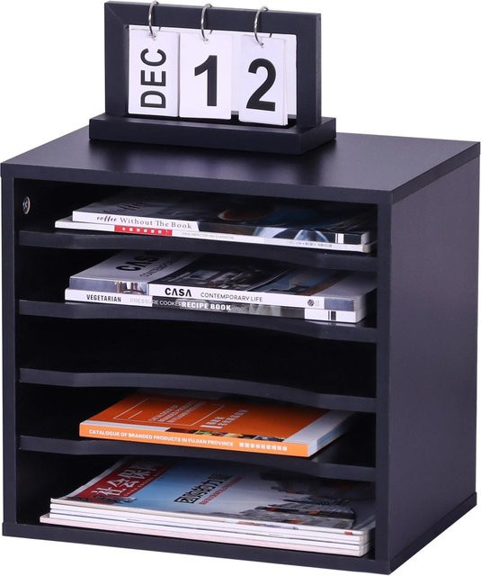 Relaxdays Dokumentenablage mit 5 Fächern in Schwarz, B/T/H: 33 x 35,5 x 25 cm - Bild 1
