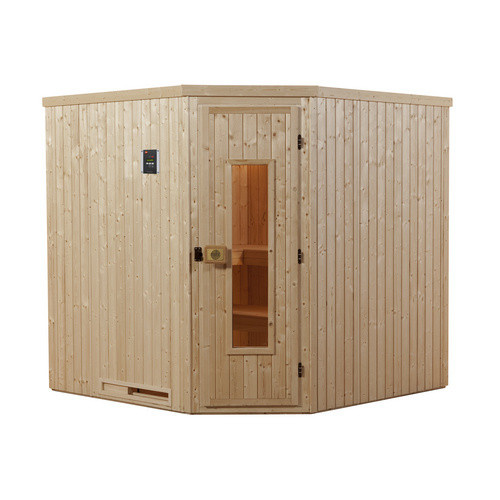 Weka Ecksauna Varberg 3 in Braun mit 7,5 kW Ofen, Holztür und Saunaleuchtenset, B/H/T: 194 x 199 x 194 cm - Bild 2