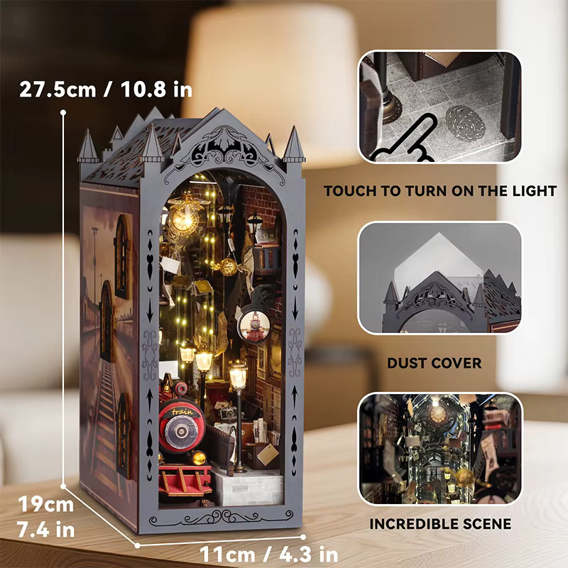zuuton DIY Book Nook Kit Magische Zugallee, Bastelset, Holz, mit LED Licht - Bild 5