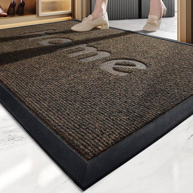 Moderne Schmutzfangmatte aus Polyester und Gummi in Braun, B/T: 60 x 90 cm - Bild 1
