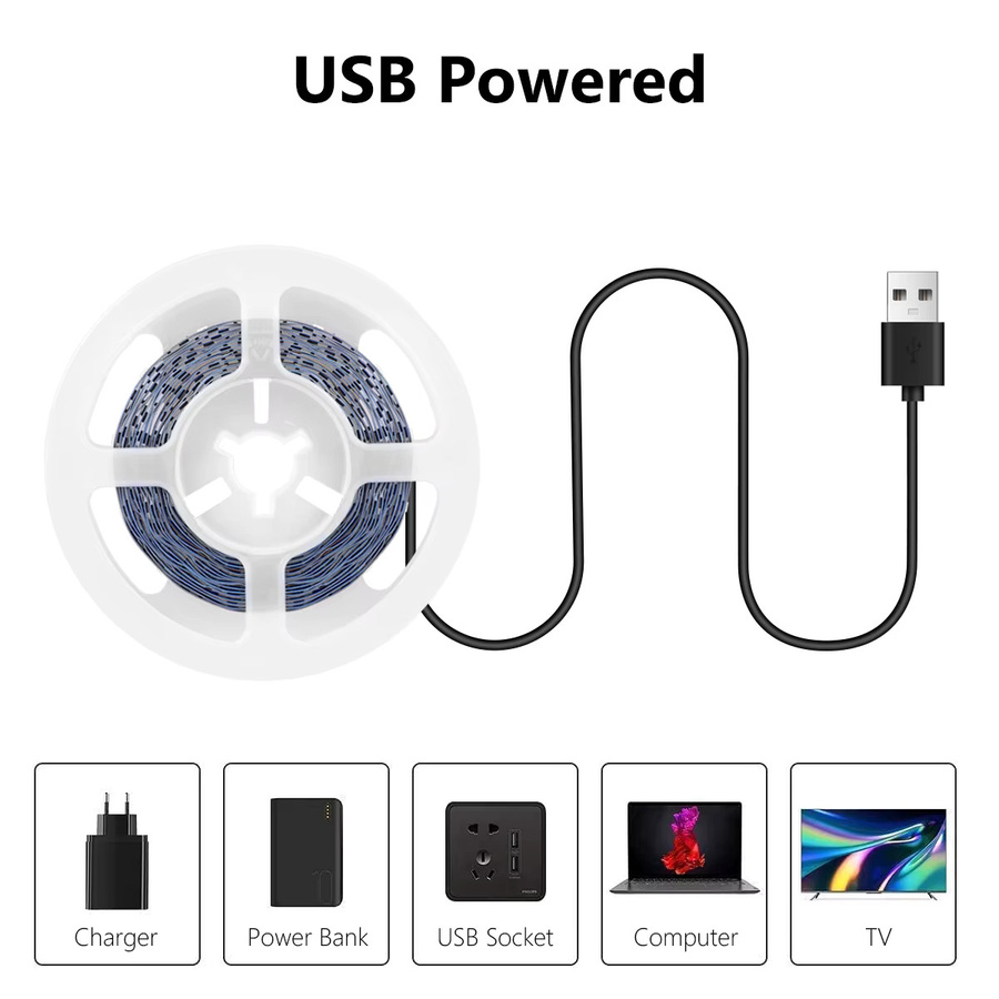 MALITAI USB LED Streifen mit 2835 SMD Dioden in Weiß zur Hintergrundbeleuchtung für TV oder Spiegel - Bild 2