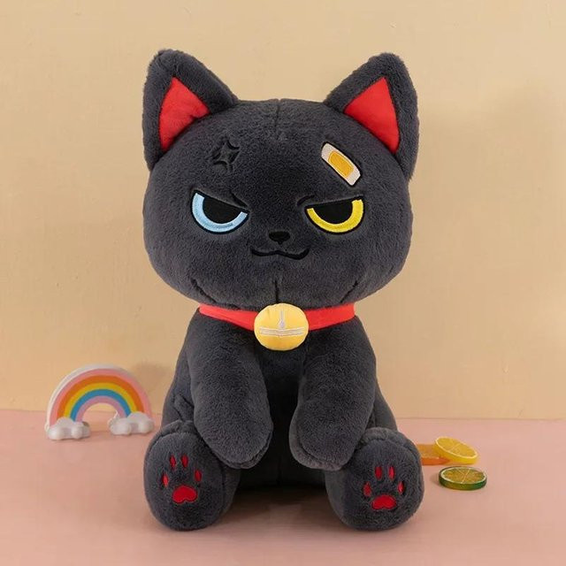 Yiran toy Dunkle Piratenkatze Plüschtier, 30cm, Schwarz - Bild 1