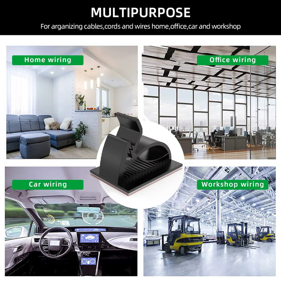 25 Stück Einstellbare Kabel Clips in Schwarz für Ethernet LAN Kabel zur Organisation an Schreibtisch, Wand oder im Auto - Bild 5