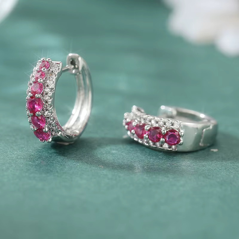 YoYo Ohrringe, Silber, rote Edelsteine, Damen - Bild 2