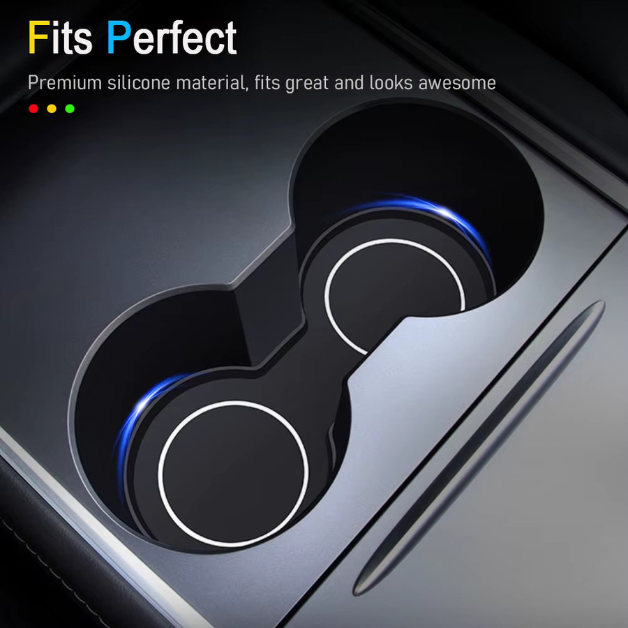 USVOTOV Wasserbecherhalter-Matte für Tesla Model Y Juniper und Model 3 Highland, Center Console Organizer Zubehör, Schwarz - Bild 5