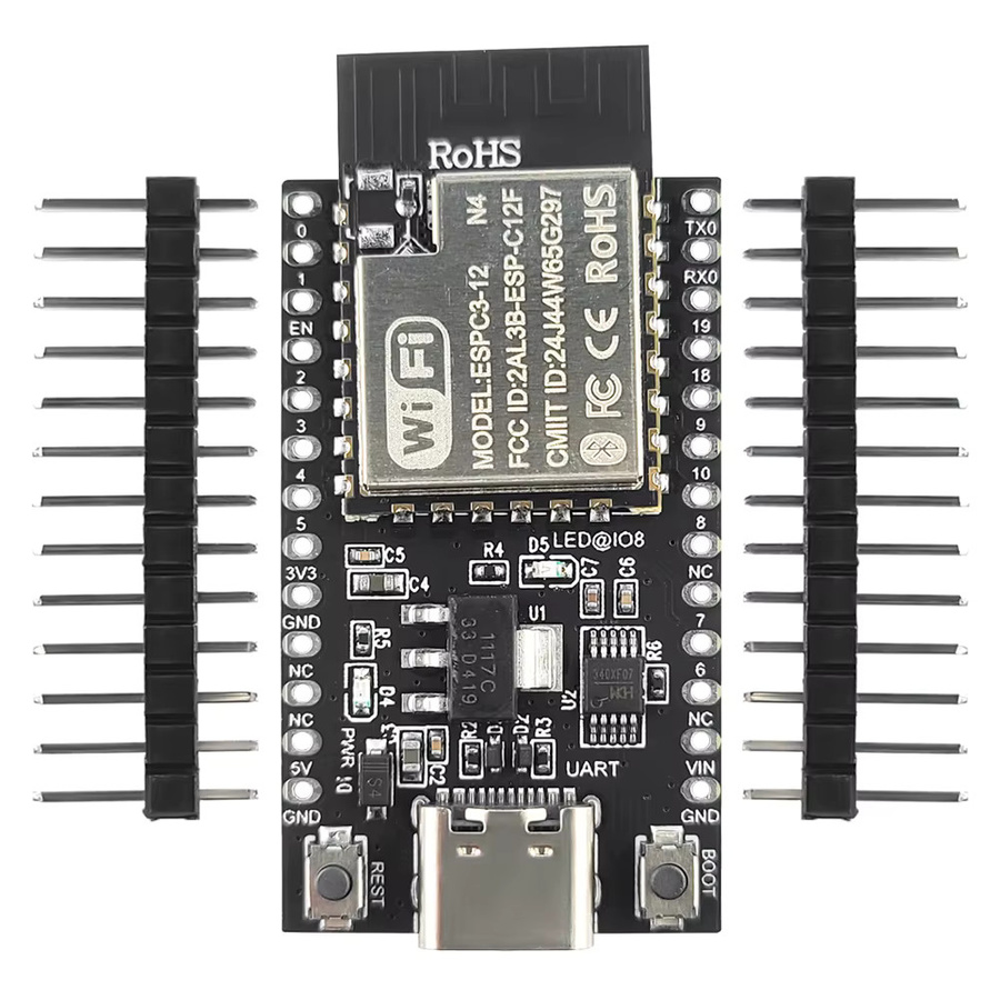 ESP32-C3 Entwicklungsboard mit RISC-V 32-Bit Single-Core, WLAN und Bluetooth, 4MB Flash, 26PIN, Type-C, Schwarz - Bild 3