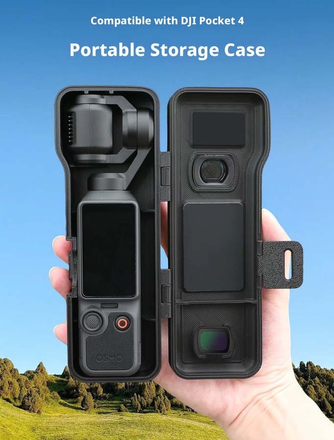 DJI OSMO Pocket 4 Zubehör Tragbare Aufbewahrungstasche in Schwarz mit Handschlaufe und Karabinerhaken - Bild 2