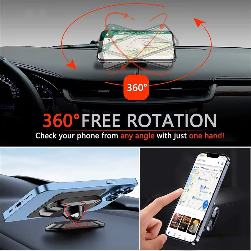360 Grad drehbarer magnetischer Auto-Handyhalter für Smartphone und GPS in Schwarz oder Silber - Bild 3