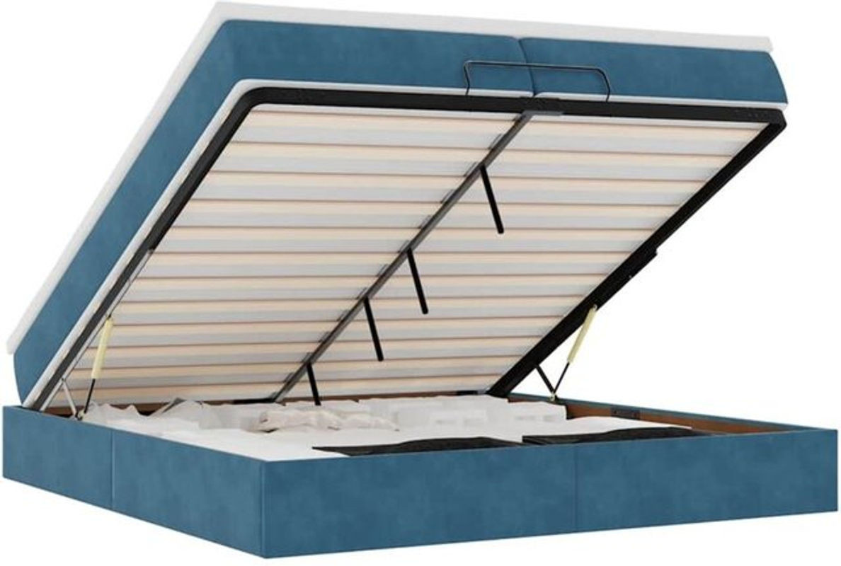 vidaxl Ottoman Polsterbett mit Matratzen aus Samt in Dunkelblau B/T: 200 x 200 cm - Bild 1