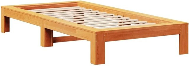 vidaXL Massivholzbett aus Kiefernholz in Braun, rustikales Bett ohne Matratze, B/T/H: 100 x 200 cm - Bild 1