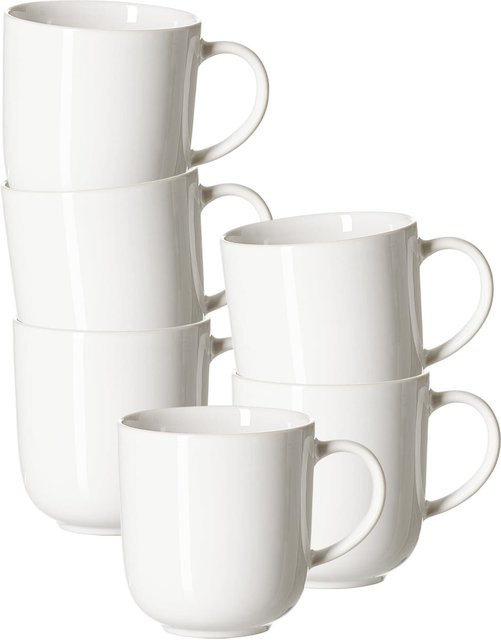 Ritzenhoff & Breker Henkelbecher Volos aus Porzellan, Weiß, 6er Set, 400 ml - Bild 1