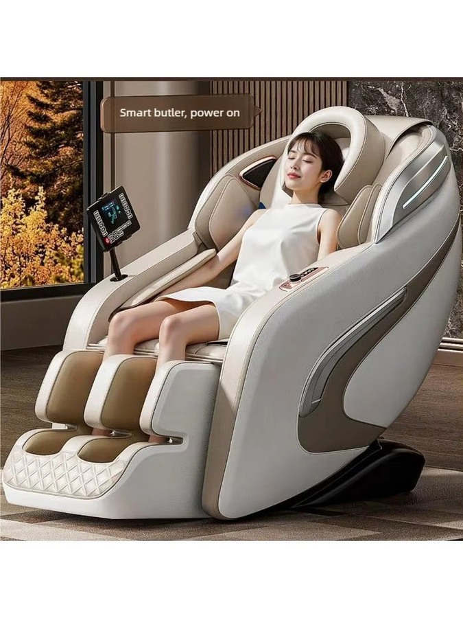 LEMESY Elektrischer Ganzkörper-Massagesessel mit 8D Zero-Gravity Shiatsu-Funktion in Beige - Bild 5