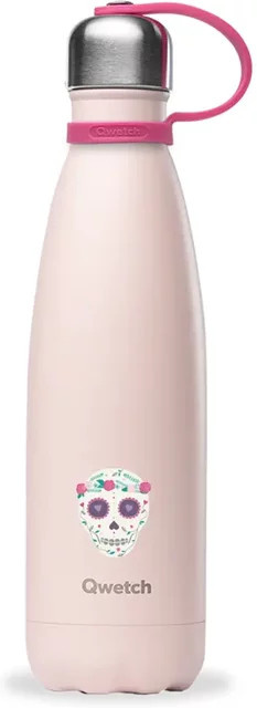 Qwetch Originals Isolierflasche für Kinder mit Totenkopf Motiv in Pink, 0,42 l - Bild 1