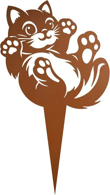 Ferrum Art Design Beetstecker Kuschelndes Kätzchen aus Metall in Braun, Höhe: 45 cm, Breite: 25 cm - Bild 1