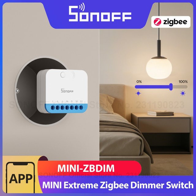 SONOFF MINI-ZBDIM Extreme Zigbee Smart Dimmer Schalter in Weiß mit Echtzeit-Leistungsüberwachung und Überhitzungsschutz - Bild 1