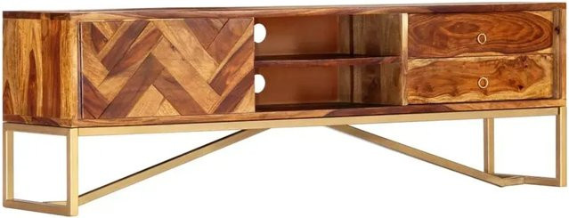 vidaXL TV-Schrank aus Massivholz Akazie in Braun, Mid-Century-Moderne, B/T/H: 140 x 30 x 45 cm - Bild 1