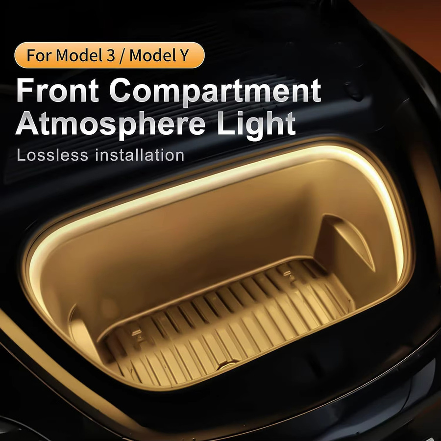 AnautosL LED Umgebungsumrandung für Tesla Modell 3 und Model Y 2021-2023, flexible Silikon Lichtleiste für den Frunk, 12 V - Bild 2