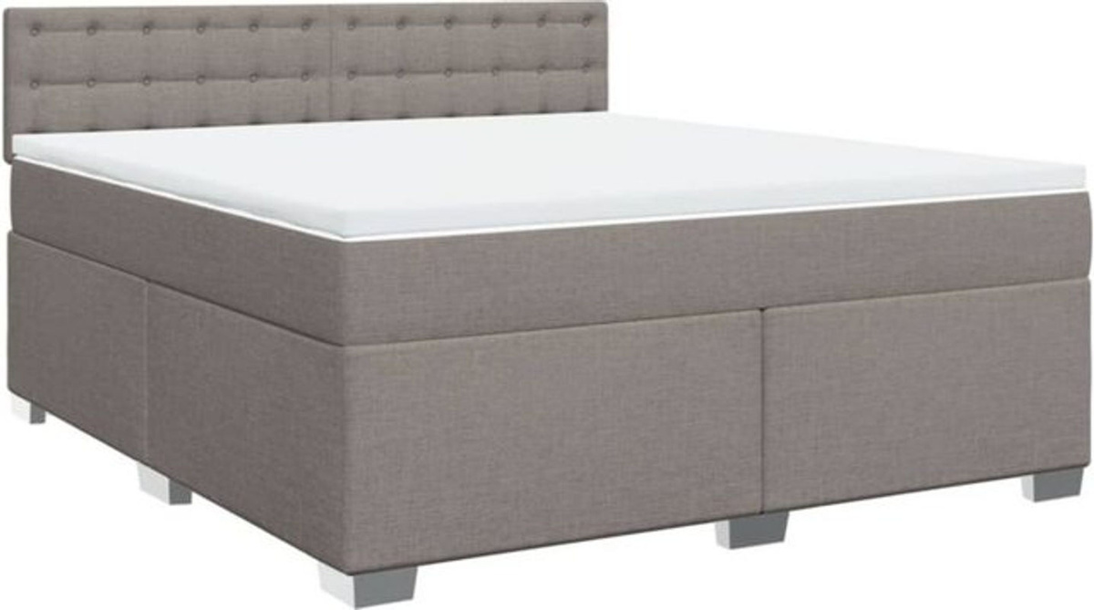 vidaxl Boxspringbett mit Matratze in Taupe meliert aus Stoff und Holzwerkstoff B/T/H: 180 x 200 x 100,5 cm - Bild 1