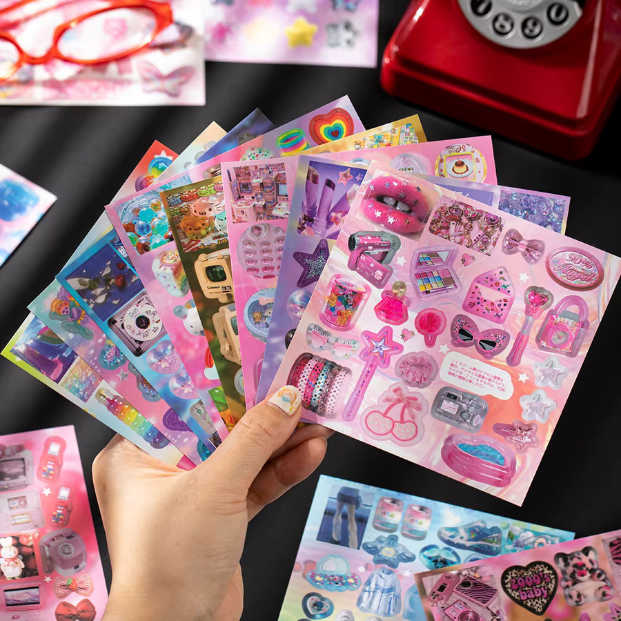 20 Stück Retro Millennium Glow DIY Dekorations-Aufkleber für Journal und Handyhüllen in Multicolour - Bild 2