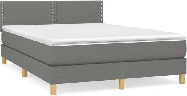 vidaXL Boxspringbett Hybrid mit Matratze Dunkelgrau B/T: 140 x 190 cm - Bild 1