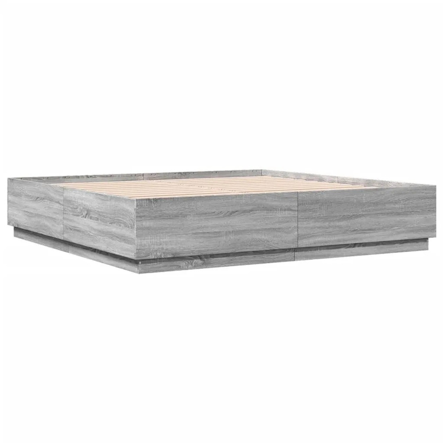 vidaXL Bettgestell aus Holzwerkstoff in Grau Sonoma, B/T: 200 x 200 cm - Bild 2