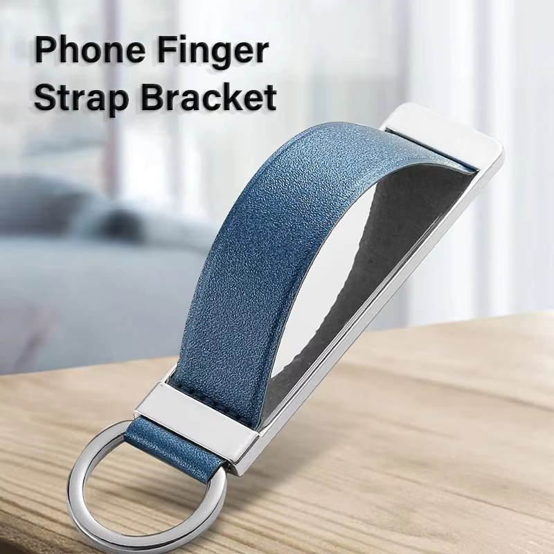 WSSHE Ultra-Dünner Fingerring-Handyhalter mit Lederarmband und ausziehbarem Handyständer in Grün oder Blau für Unisex - Bild 2