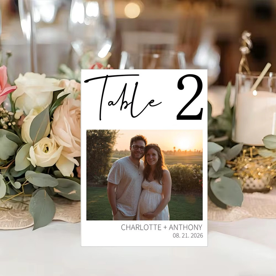 30 Stück personalisierte Foto-Hochzeitseinladungskarten von WEIGAO in Weiß aus Papier mit individuellem Bild, Namen und Datum - Bild 4