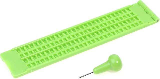 Braille Schreibschiefer Set mit Stylus und Kunststoff-Griffbrett in Grün für die Schule - Bild 1