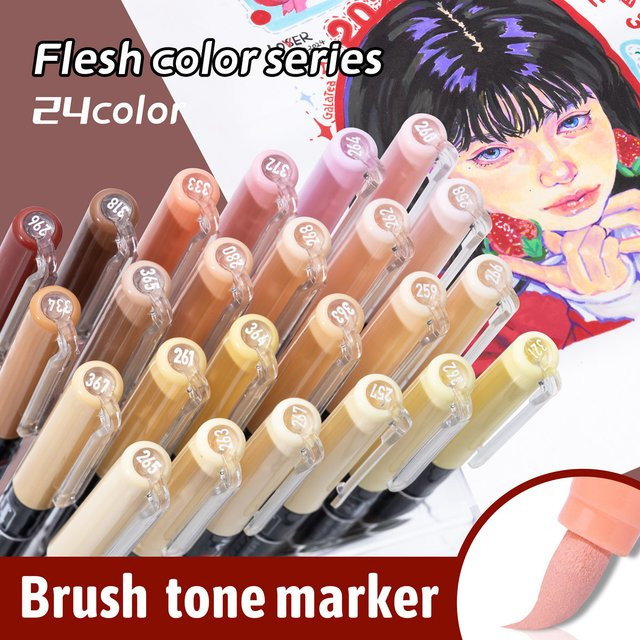 Kolorowys Acryl Marker Stifte mit Nylon Soft Brush Spitze für Hauttöne und Figurenmalerei, Multicolour - Bild 1