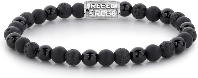 Rebel & Rose Armband, Edelstahl, Schwarz, Larvikit, Damen - Bild 1