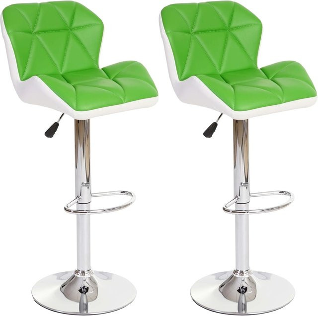 PROREGAL 2er-Set Barhocker mit Lehne aus Kunstleder in Grün, höhenverstellbar und drehbar, Sitzhöhe: 62-83 cm - Bild 1