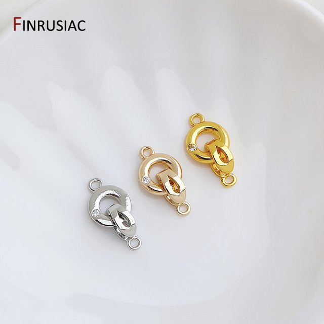 FINRUSIAC Verschluss, 14K vergoldetes Messing, Zirkon, Perlenverschluss-Verbinder - Bild 1