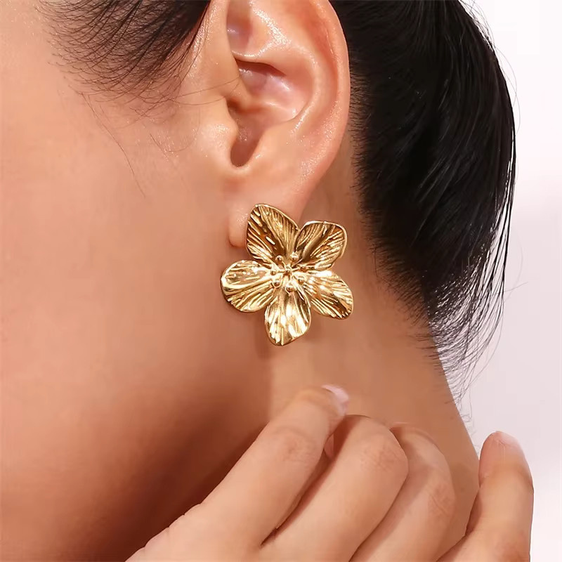 LUXUKISSKIDS Ohrstecker, Edelstahl, Blumen, Goldfarben, Damen, Mädchen - Bild 4