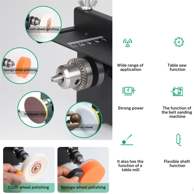 Bromose 2-in-1 Tischkreissäge und Bandschleifer-Set mit 200W Leistung und variabler Geschwindigkeit sowie 30 mm Schnitttiefe - Bild 7