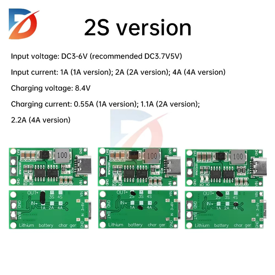 Diymore USB-C LiPo Batterie Ladegerät Modul Typ C BMS 2S 3S 4S für 18650 Akkus, Grün - Bild 1