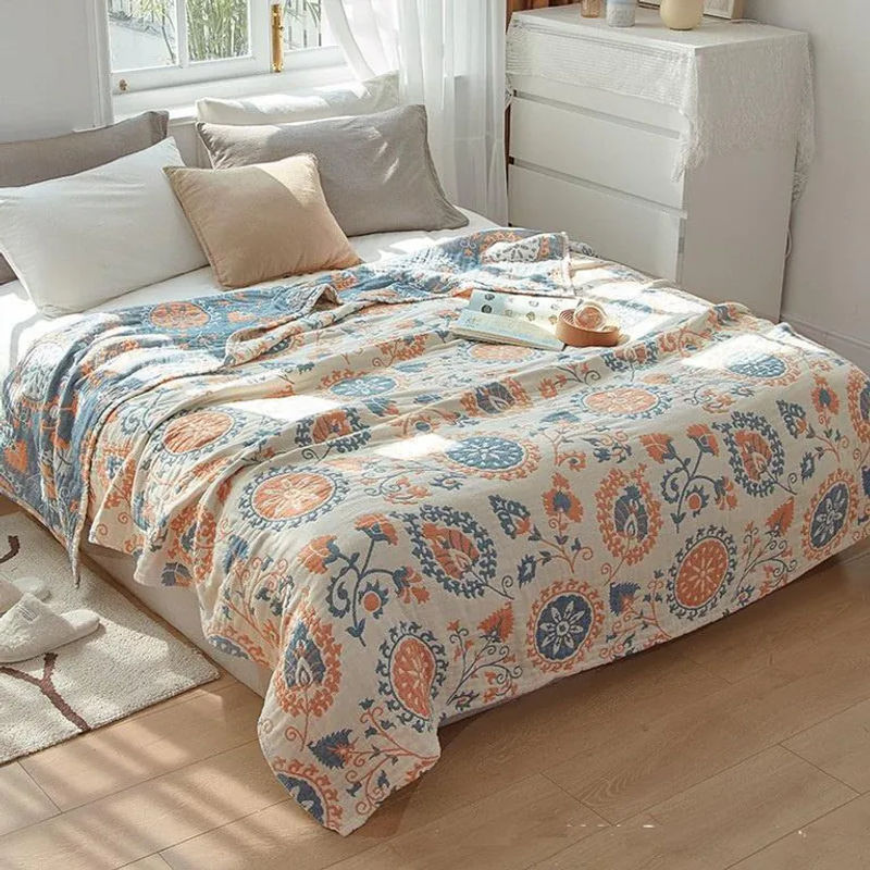 HKDA Musselin Bettbezug aus 100% Baumwolle mit Jacquard-Floral-Muster in Grau, B/L: 150 x 200 cm - Bild 2
