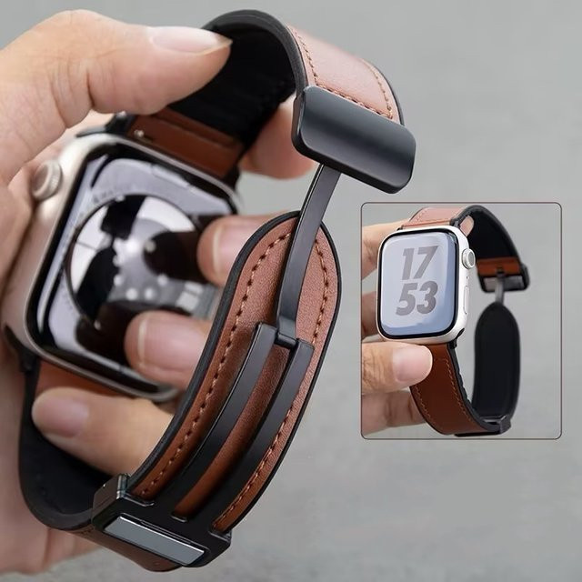 Uhrenarmband Silikon-Lederband, Magnetverschluss, Unisex - Bild 1