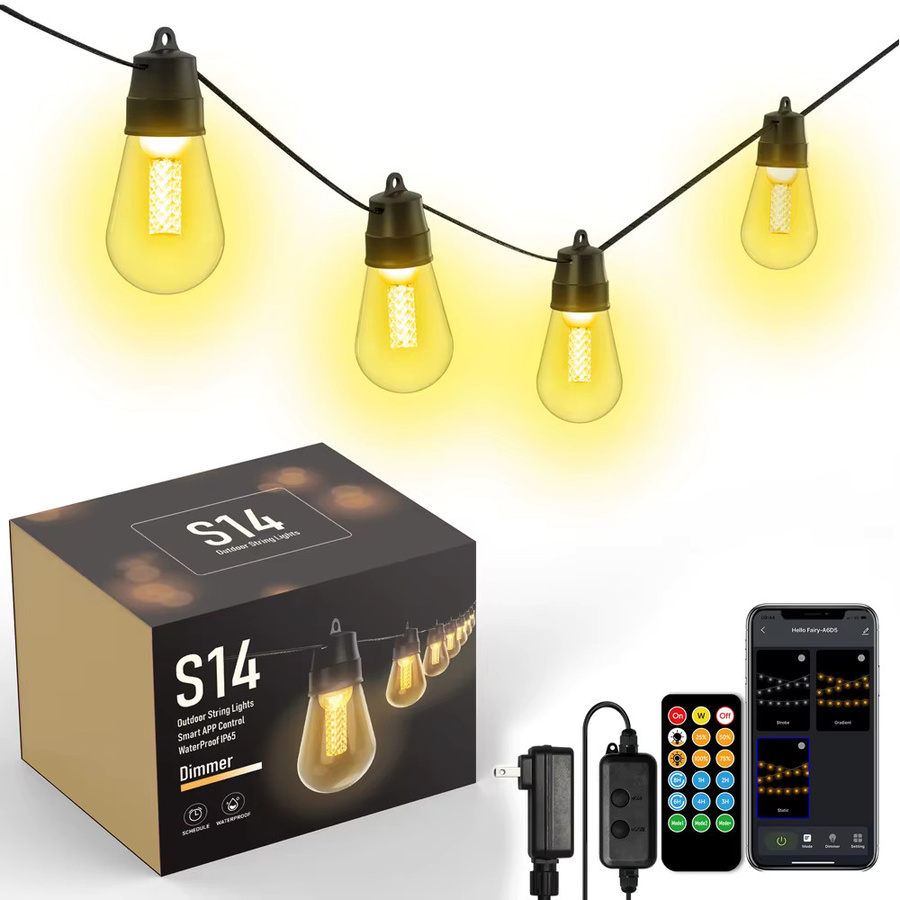 S14 Fernbedienbare Outdoor-LED-Lichterkette mit RGB-Glühbirnen für Garten und Terrasse - Bild 6