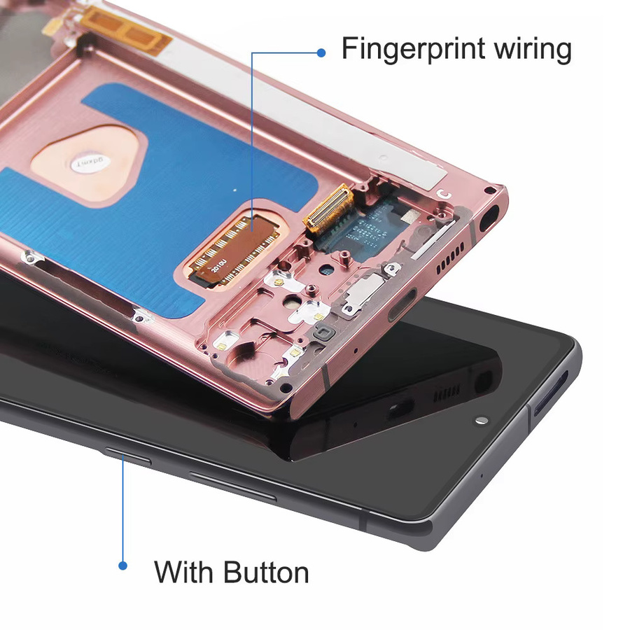 Samsung AMOLED Display mit Rahmen für Note 20 SM-N980F, LCD-Touchscreen Digitizer-Baugruppe in Schwarz - Bild 3