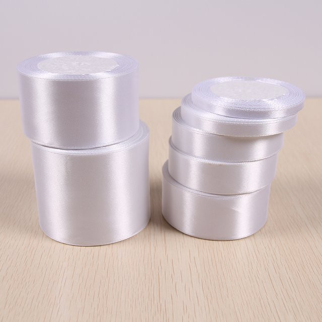 Wusmart Satinband einseitig in Weiß, 25 Yards Rolle für DIY, Nähen und Geschenkverpackungen - Bild 1