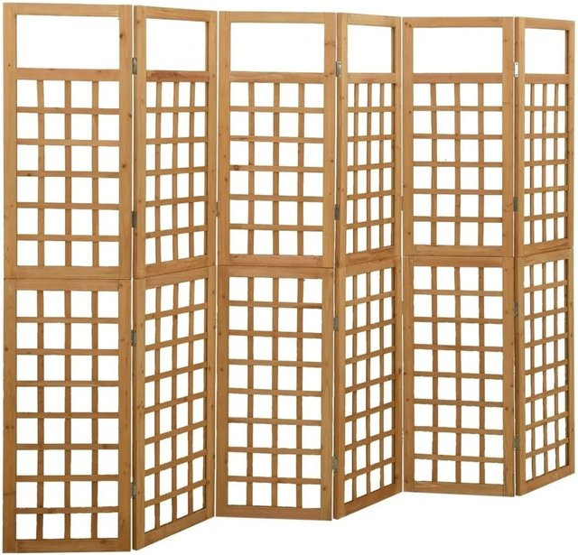 vidaXL Spalier Paravent aus Massivholz Tanne, 6-teilig, braun, B: 242,5 cm, H: 180 cm - Bild 1