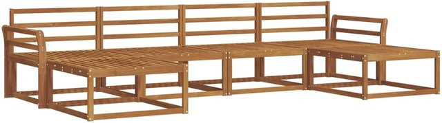 vidaXL Outdoor-Sofagarnitur aus Massivholz Akazie in Braun, 6-teiliges Set mit Sesseln und Hockern - Bild 1
