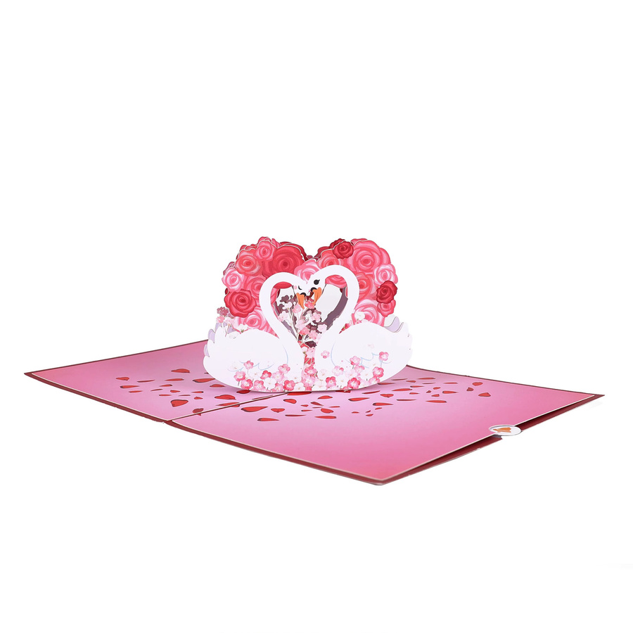 Opjoys 3D-Grußkarte mit Herzform und Schwan-Motiv aus Papier für Geburtstage und Jubiläen - Bild 2