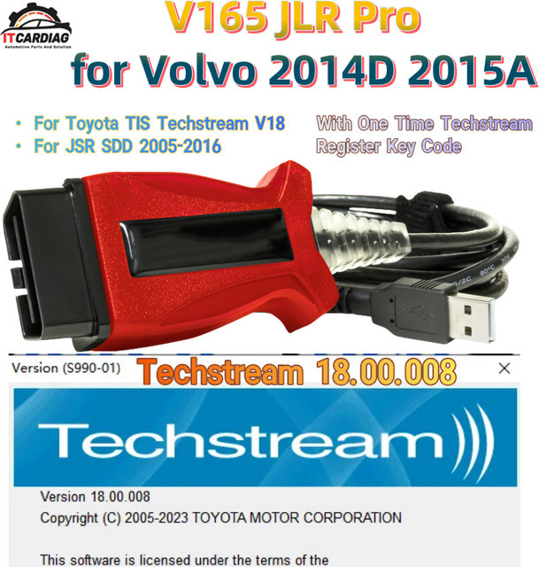 ITCARDIAG J2543 OBD2 Scanner Kabel für Toyota TIS Techstream 18.00.008, Farbe: Rot, Anschluss: USB-C - Bild 1