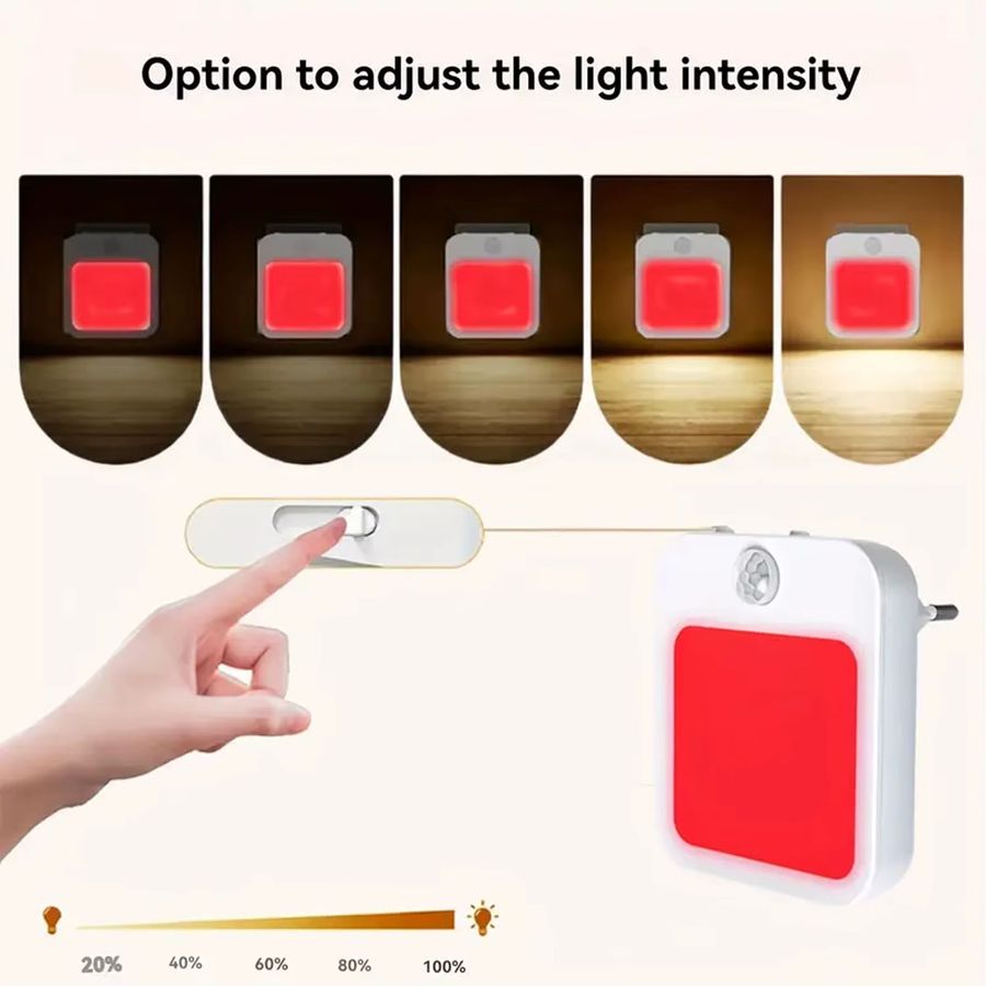 Ouelico Intelligentes Nachtlicht mit rotem Licht und automatischer Ein-Aus-Funktion für Schlafzimmer, Badezimmer und Küche - Bild 2