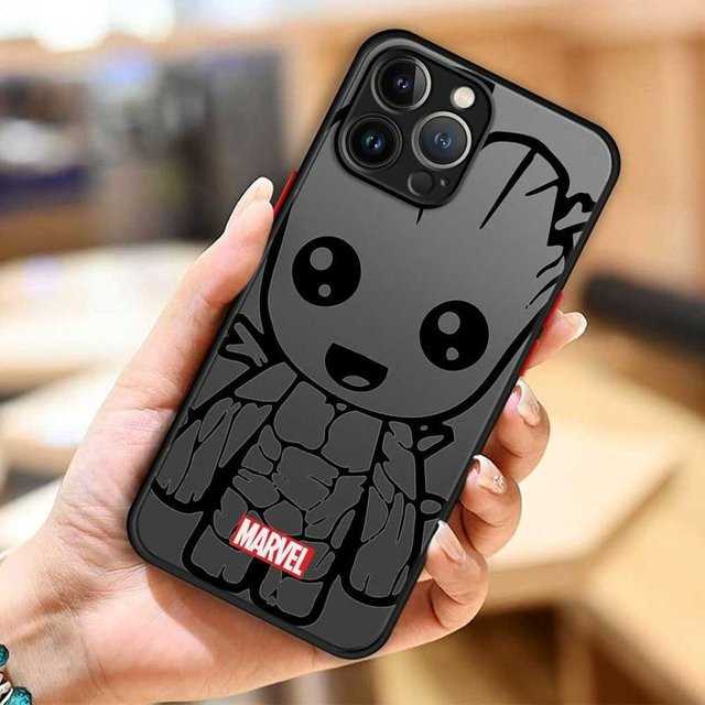 Transparente Marvel Studio Handyhülle für Apple iPhone Modelle mit Groot, Spider-Man und Iron Man Design von MINISO - Bild 1