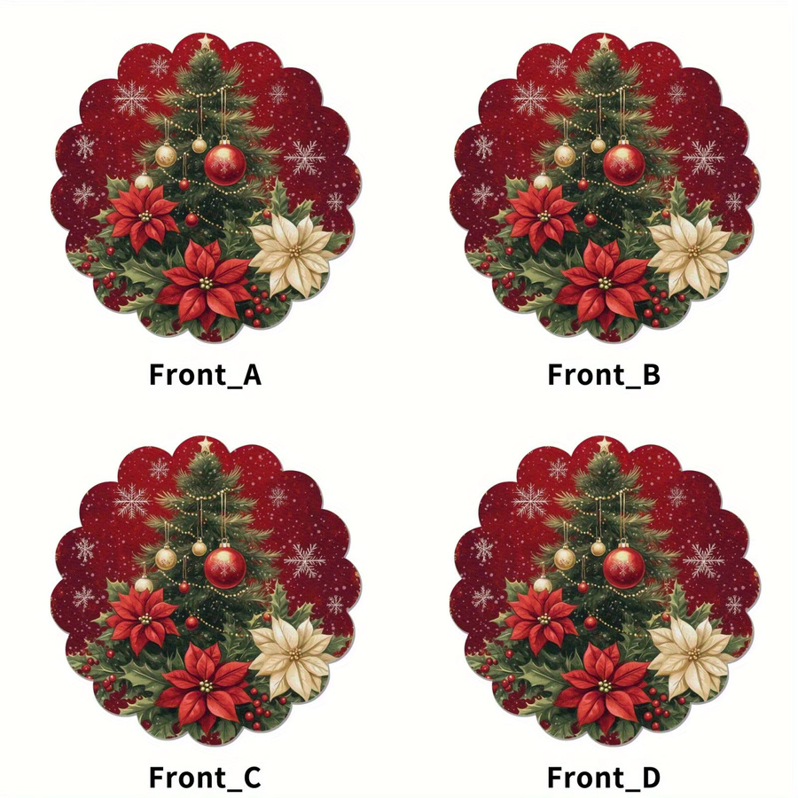 VIKAMA Weihnachtsuntersetzer mit Schneeflocken-Design, rutschfest und maschinenwaschbar, rote Unterseite, für Tisch und Party-Dekoration - Bild 3