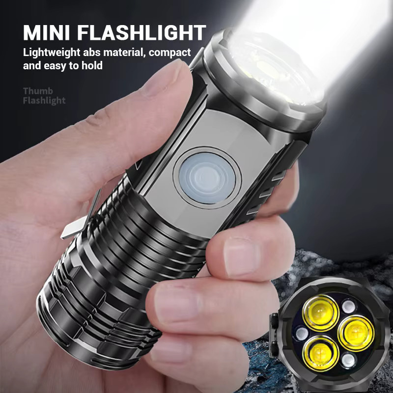 LONGRIVER Tragbare LED-Taschenlampe in Schwarz mit Clip und wiederaufladbarem Akku für Outdoor und Arbeit - Bild 2